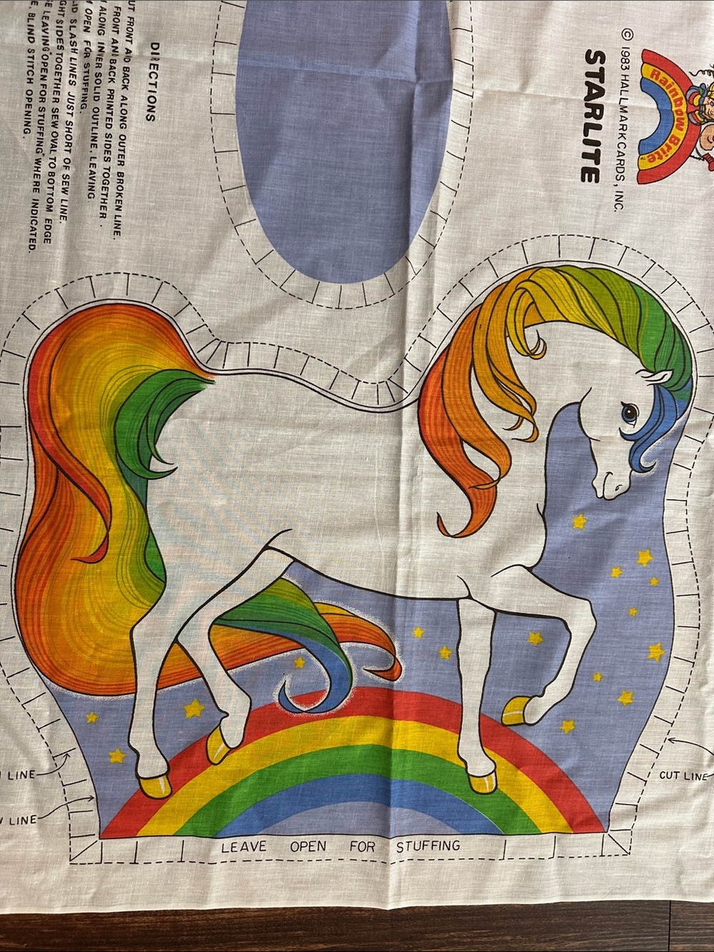Rainbow Brite Starlite Horse Pillow Sewing Pattern Panel 1983 Cartoon Vintage - Picture 4 of 5